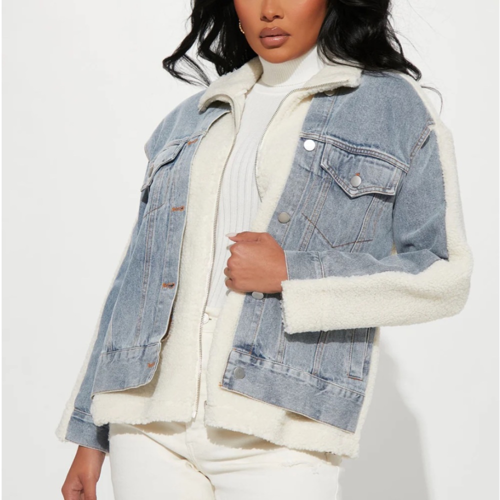 Sherpa Denim Jacket - Light Wash XS